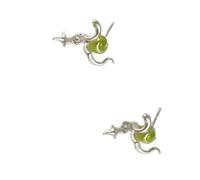 Boucles d'oreilles à tige mystiques en forme de fruits verts avec quatre étoiles en alliage robuste et tendance pour femme