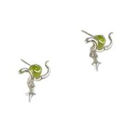 Boucles d'oreilles à tige mystiques en forme de fruits verts avec quatre étoiles en alliage robuste et tendance pour elle au quotidien