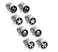 Boucles d'oreilles à tige noires pour homme en acier chirurgical avec tête de mort, croix, sourire, étoile et dos plat