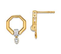 Boucles d'oreilles à tige octogonales en or jaune massif 14 carats avec diamant poli 15 x 10,4 mm de large pour femme