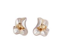 Boucles d'oreilles à tige ondulées en forme de pétale pour femme, boucles d'oreilles sculpturales bicolores, inspirées de l'art moderne, bijoux tendance pour un usage quotidien et choix de cadeau