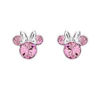 Boucles d'oreilles à tige plaquées argent avec cristal rose de Minnie Mouse pour filles et femmes, taille unique, Plaqué argent, Sans pierre précieuse