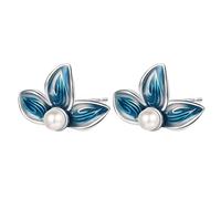 Boucles d'oreilles à Tige pour Femmes, Filles et Hommes - Paires de Boucles d'oreilles dormeuses en Forme de Fleur de Perle en émail - Boucles d'oreilles créoles en S pour la fête des