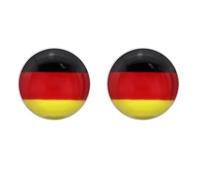 Boucles d'oreilles à tige rondes en argent sterling Zenvie, drapeau allemand, 7 mm, noir, rouge et or