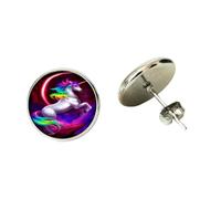 Boucles d'oreilles à tige rondes en cristal de verre - Licorne - Bijoux fantaisie - Cadeau artistique, nan