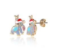Boucles d'oreilles à tige Stitch pour femme, licence officielle, boucles d'oreilles de Noël plaquées or 18 carats, cadeaux de Noël, bijoux de Noël, laiton, sans pierre précieuse, laiton, sans pierre