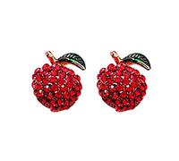 Boucles d'oreilles à tige verticale en forme de cerise rouge pour femmes et filles - Boucles d'oreilles à tige en argent S925 pour femme - Boucles d'oreilles à tige douces pour éclairer les boucles
