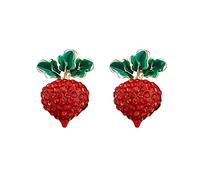 Boucles d'oreilles à tige verticale en forme de cerise rouge pour femmes et filles - Boucles d'oreilles à tige en argent S925 pour femme - Boucles d'oreilles à tige douces pour éclairer les boucles