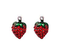 Boucles d'oreilles à tige verticale en forme de cerise rouge pour femmes et filles - Boucles d'oreilles à tige en argent S925 pour femme - Boucles d'oreilles à tige douces pour éclairer les boucles