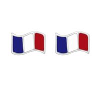 Boucles d'oreilles à tige Zenvie en argent sterling avec drapeau tricolore français et coffret cadeau - 7 mm x 5 mm