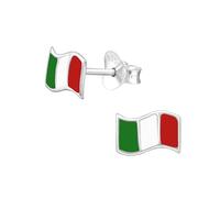 Boucles d'oreilles à tige Zenvie en argent sterling, drapeau italien, 7 mm x 5 mm, argent 925, avec coffret cadeau