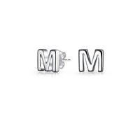 Boucles D'Oreilles Abc Minimalist Capital Block Alphabet Letter Initial Pour Femmes Pour Ados Argent Sterling