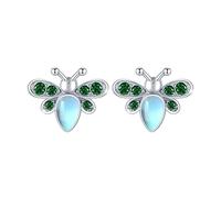 Boucles d'oreilles abeilles en argent sterling 925 avec pierre de lune en forme de larme, clous en forme d'abeille, clous hypoallergéniques, cadeau pour femmes et filles (pierre de naissance)