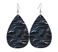 Boucles d'oreilles abstraites avec texture argentée pour femme, boucles d'oreilles tendance en forme de larme en cuir pour femme, boucles d'oreilles tendance en forme de larme colorées