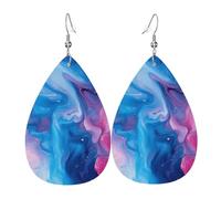 Boucles d'oreilles abstraites bleues et roses pour femmes, boucles d'oreilles tendance en forme de goutte d'eau en cuir pour femme, boucles d'oreilles en forme de goutte colorées, bijoux tendance