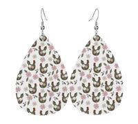 Boucles d'oreilles abstraites mignonnes en forme de poule pour femme, boucles d'oreilles en cuir coloré en forme de larme pour femme, boucles d'oreilles tendance en forme de larme