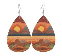 Boucles d'oreilles abstraites montagnes et mer cuir boucles d'oreilles style européen et américain pour jeunes femmes, cadeaux d'anniversaire / cadeaux de Saint-Valentin