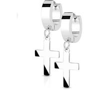 Boucles d'oreilles - Acier - Croix pendue - Argenté - Mixte - Adulte