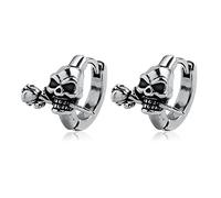 Boucles D'Oreilles Acier Inoxydable, Boucle D'Oreille Argent Clous D'Oreilles Tête de Mort Boucles D'Oreilles pour Hommes et Femmes