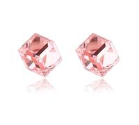 Boucles D'Oreilles Acier Inoxydable, Boucle D'Oreille Fantaisie Rose Carré Oxyde de Zirconium Cube Boucle D Oreille Promettre Cadeau 6x6mm