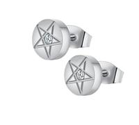 Boucles D'Oreilles, Acier inoxydable Boucles d’oreilles Barbell Stud pour hommes femmes avec motif d’étoiles et zircones cubiques brillants, Argent
