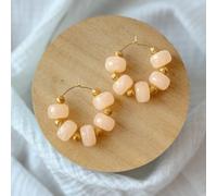 Boucles d'oreilles acier inoxydable créoles avec perles pêche rita