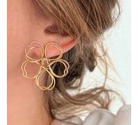 Boucles d'oreilles acier inoxydable dorée en forme de fleur filaire flora