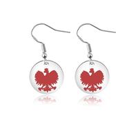 Boucles d'oreilles Aigle Polonais Patrimoine Pologne Aigle Faucon Aigle Pologne Dyngus Day Ancestry Faith Gift Pologne Drapeau Pologne, Small, Acier inoxydable, 0