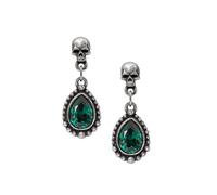 Boucles d'oreilles Alchemy England - Joyaux perdus de Paris, style crâne gothique en cristal vert