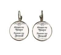 Boucles d'oreilles Always My Sister Forever My Friend - Cadeau pour sœur - Pierre de naissance initiale - Personnalisation personnalisée, nan
