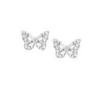 Boucles D'oreilles Amen Farfalle Ebubbz3 En Argent 925 Rhodié - Design Papillon Avec Pavé De Zircons Blancs
