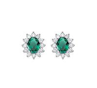 Boucles d'oreilles Amen Royal Zircons blancs et vert - Collection Lady - ORLDMBBVE, Amen, Argent, Zircon cubique.