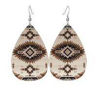 Boucles d'oreilles amérindiennes pour femme, boucles d'oreilles en cuir en forme de larme, boucles d'oreilles pendantes double face, légères, accessoires d'oreille pour femme, bijoux tendance, cadeau