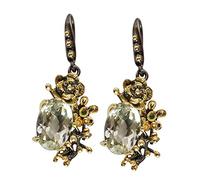 Boucles d'oreilles Améthyste verte et diopside chrome 10 x 14 mm 1,2 mm - Plaqué or jaune noir rhodium - Pierres précieuses naturelles - Élégantes boucles d'oreilles faites à la main pour elle, 10x14