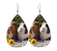 Boucles d'oreilles amusantes en cuir en forme de cochon d'Inde pour femme - Boucles d'oreilles pendantes double face légères - Accessoires d'oreille tendance - Cadeau d'anniversaire
