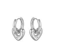Boucles d'oreilles amusantes pour femme - Petites boucles d'oreilles créoles tendance avec 1 paire de boucles d'oreilles en forme de cœur en acier inoxydable plaqué or avec pendentif - Bagues