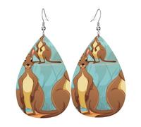 Boucles d'oreilles amusantes pour kangourou zoo pour femme, boucles d'oreilles en cuir en forme de larme, boucles d'oreilles pendantes double face, légères, accessoires d'oreille pour femme, bijoux