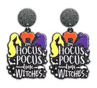 Boucles d'oreilles amusantes pour sœurs sorcières d'Halloween, boucles d'oreilles Hocus Pocus, accessoires de costume de sorcière pour femmes et filles, Acrylique Acier inoxydable, Pas de gemme