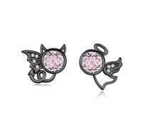 Boucles d'oreilles ange et diable en argent sterling 925 avec pierre de lune - Hypoallergéniques - Boucles d'oreilles de Noël pour filles et femmes, Sterling Silber, Zircone cubique, Zircone cubique