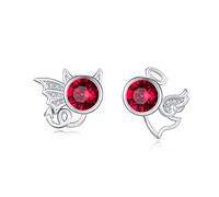 Boucles d'oreilles ange et diable en argent sterling 925 avec pierre de lune - Hypoallergéniques - Boucles d'oreilles de Noël pour filles et femmes, Argent