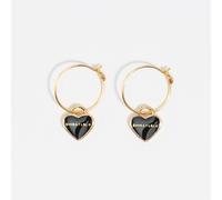 Boucles d'oreilles anneau mini cœur doré et noir UN
