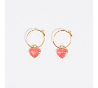 Boucles d'oreilles anneaux mini cœur doré et rouge UN