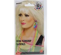 boucles d'oreilles années 80 néon pour femmes Clips d'oreilles Gouttes Larmes Teardrops