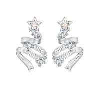 Boucles d'oreilles arbre de noël en argent sterling 925 minimaliste élégant au quotidien