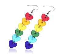 Boucles d'oreilles arc-en-ciel en forme de cœur pour femmes, Boucles d'oreilles arc-en-ciel LGBT Gay Lesbian Pride Boucles, légères en acrylique/éclatants, unisexe Hommes Femmes Lesbian