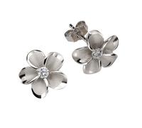 Boucles d'oreilles argent 925 boucles d'oreilles fleur avec chacune une pierr...