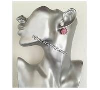 Boucles d'oreilles - Argent 925 - Cristal Swarovski Rose - Clou Puce