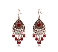 Femmes Argent Boucles D'Oreilles, Antiques Boho Boucles D'Oreilles Pendantes Pour Femmes Boucles D'Oreilles Indiennes Rouges Creuses Anniversaire Tassel Boucles D'Oreilles Indiennes Accessoires D'Ore