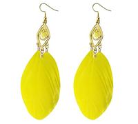 Boucles d'Oreilles Argent d'oreilles de style Retro Fashion Leaves Long Feather Beach Holiday Style féminines (Yellow,One Size)
