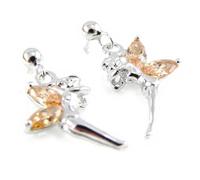 Boucles d'oreilles Argent 'Fée Clochette' avec Oxyde de Zirconium - LES TRESORS DE LILY - Crochet - Marron